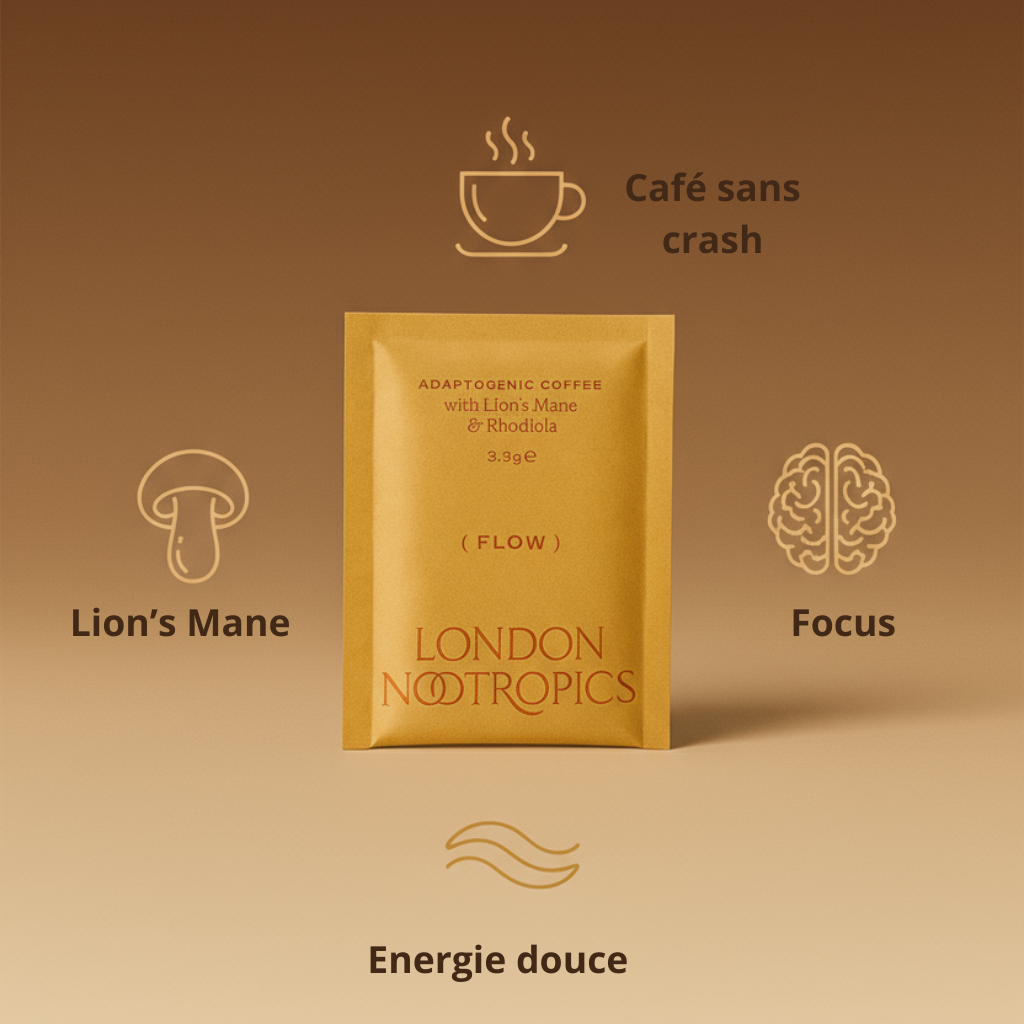 Infographie bienfaits café Flow concentration énergie