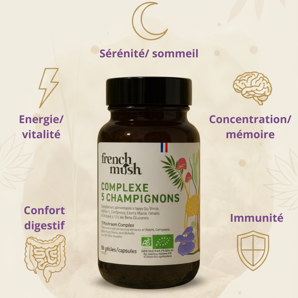 Infographie bienfaits Complexe 5 Champignons
