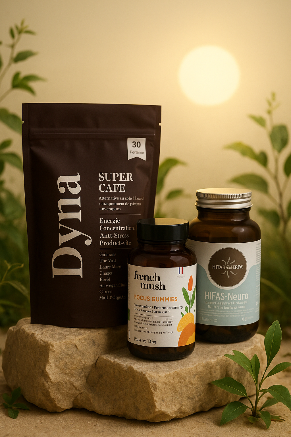 Pack Soleil avec Super Café Dyna, Hifas Neuro et Focus Gummies