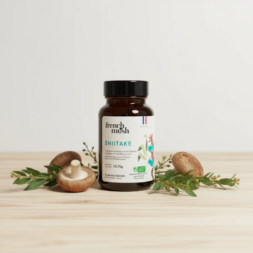 Shiitake produit avec décor naturel